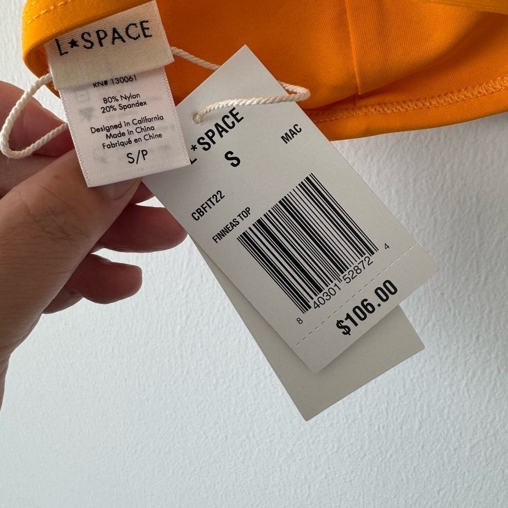 L SPACE Finneas Bikini Top in Mango & Cream - Picture 10 of 12